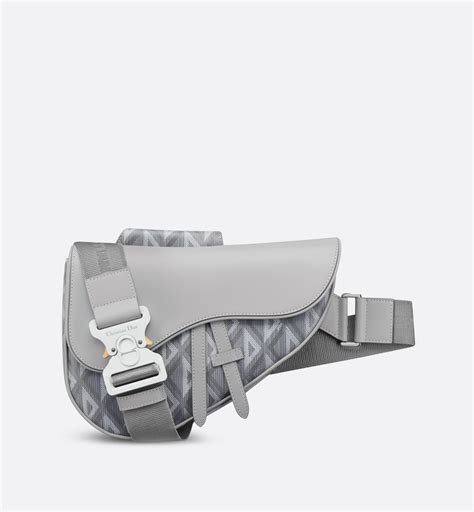 Saddle Bag Dior Gray CD Diamond Canvas and Smooth Calfskin 